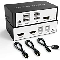 Los mejores  - Conmutador KVM HDMI USB de 2 Puertos para Compartir 2 Computadoras con Un Monitor- Pantalla Extendida 4K@30Hz- con…